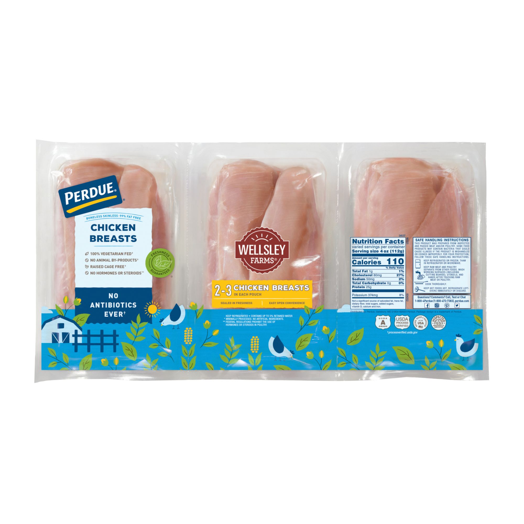 Wellsley Farms No Antibiotics Ever Boneless Skinless Chicken Breast, 5.25-7.5 lbs.