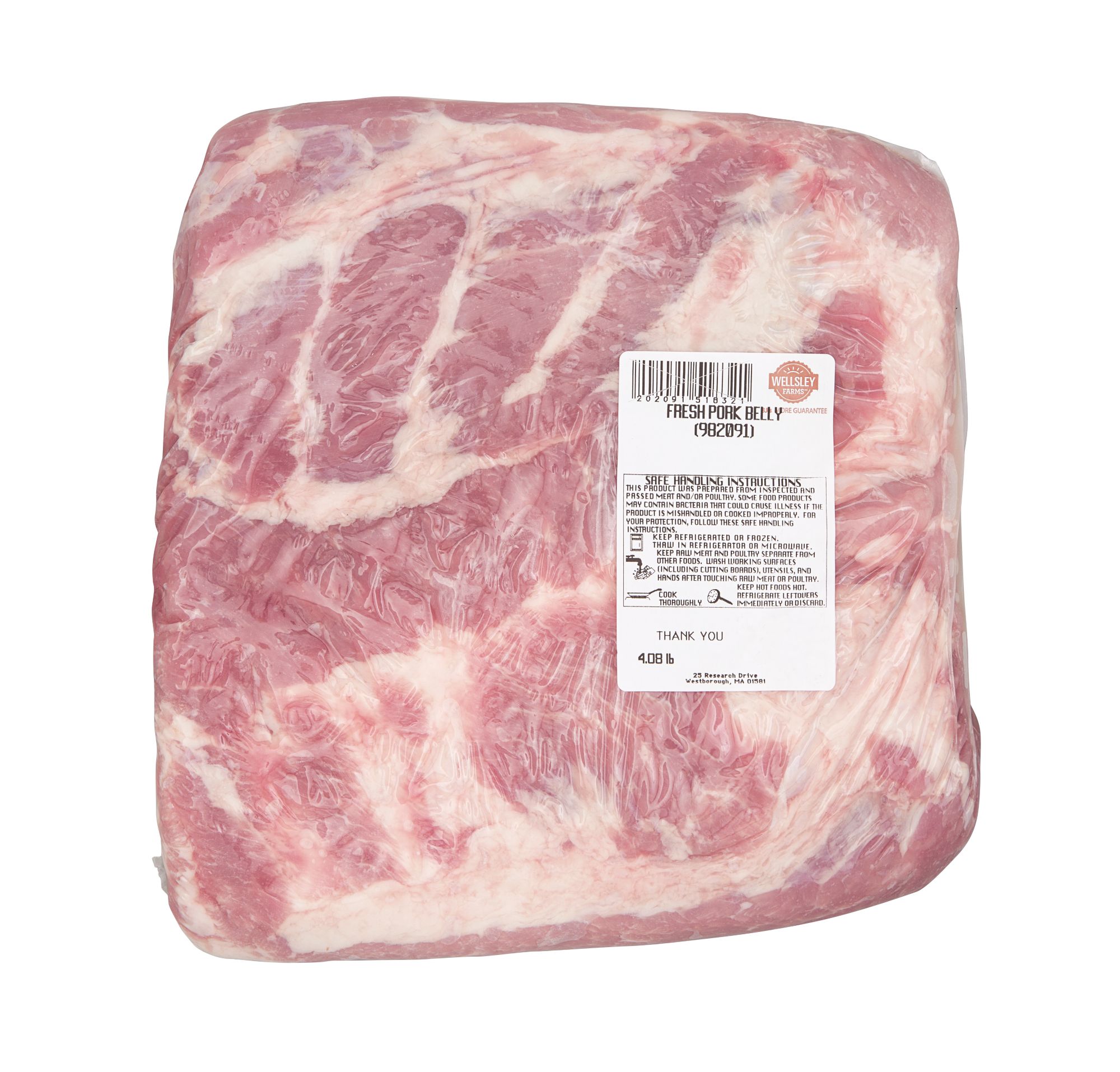 Wellsley Farms Skinless Fresh Pork Belly,  3-7 lbs.