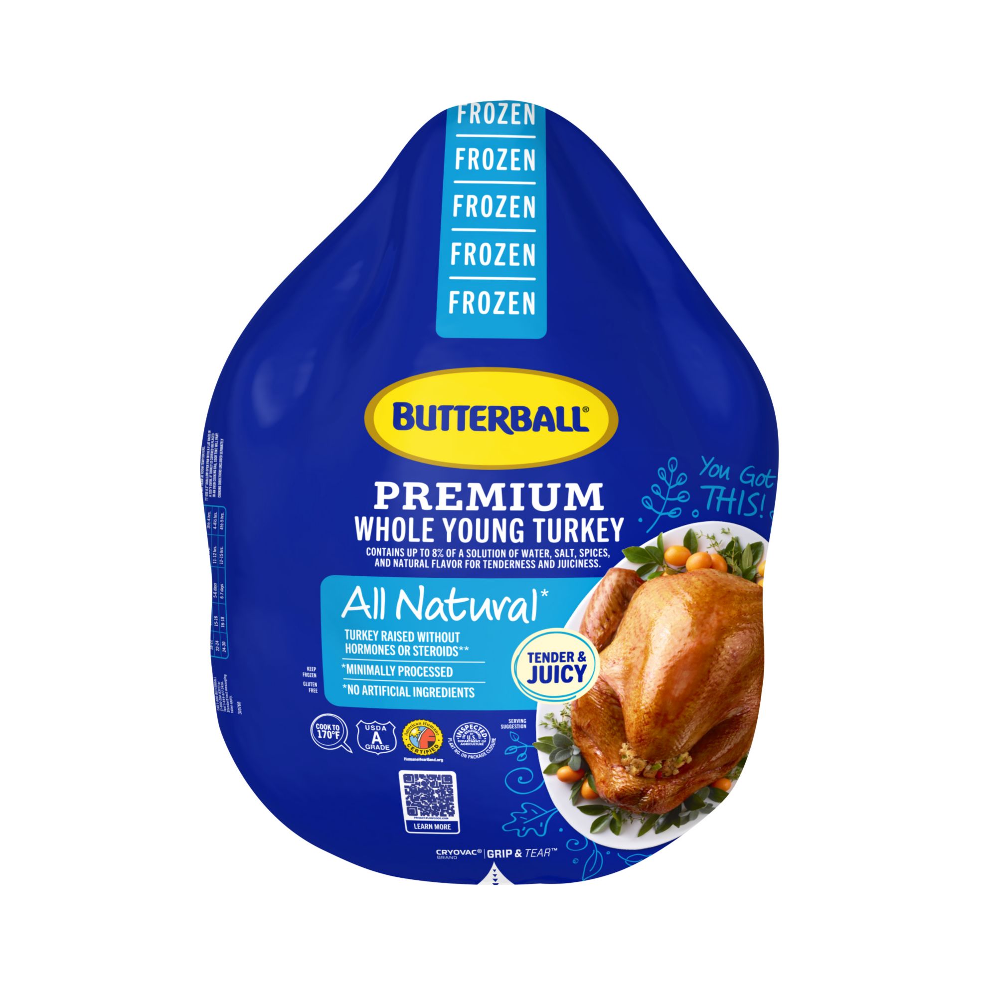 Butterball Premium Whole Frozen All Natural Young Turkey, 16-24 lbs.