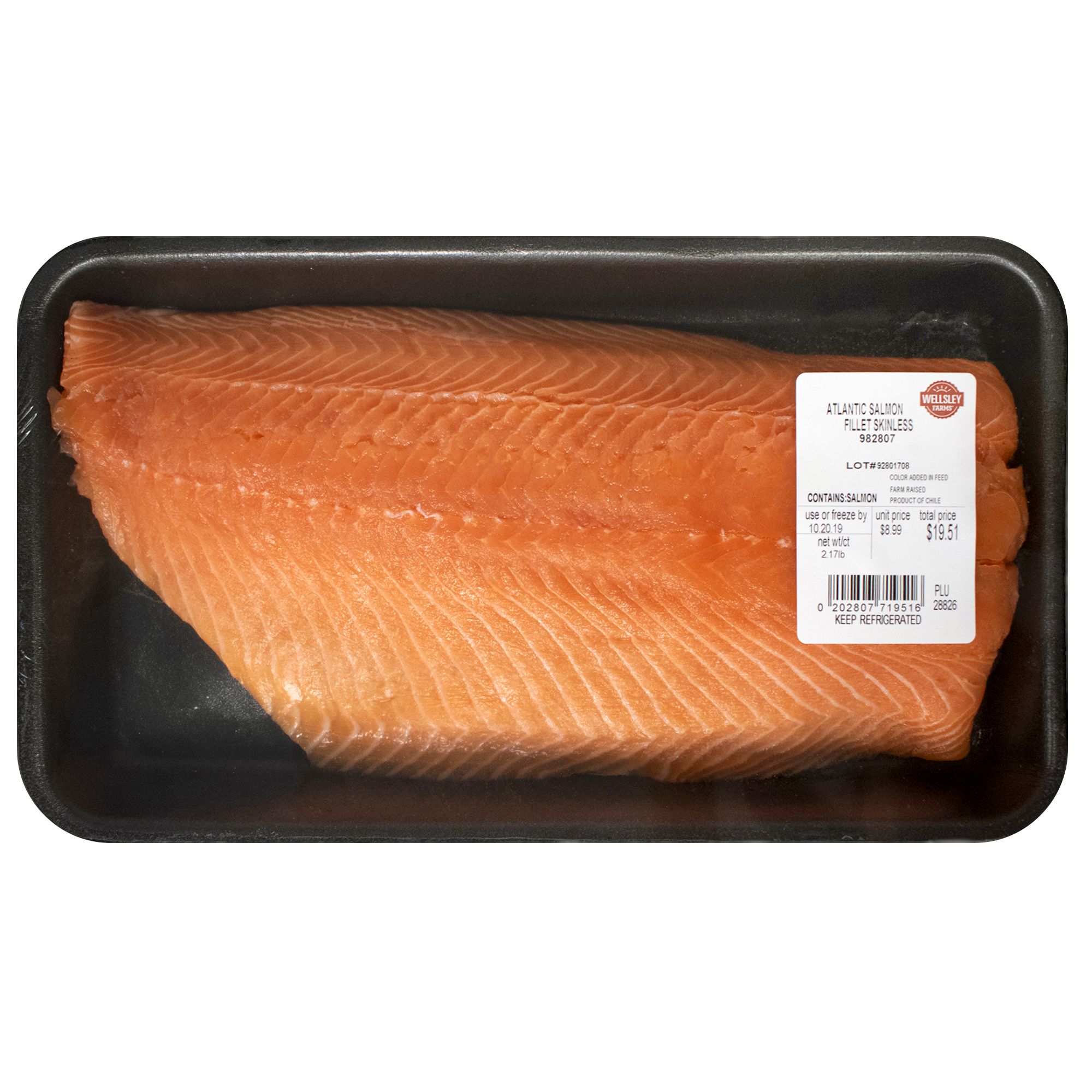 Wellsley Farms Skinless Atlantic Salmon Fillets,  2.5-3.5 lbs.