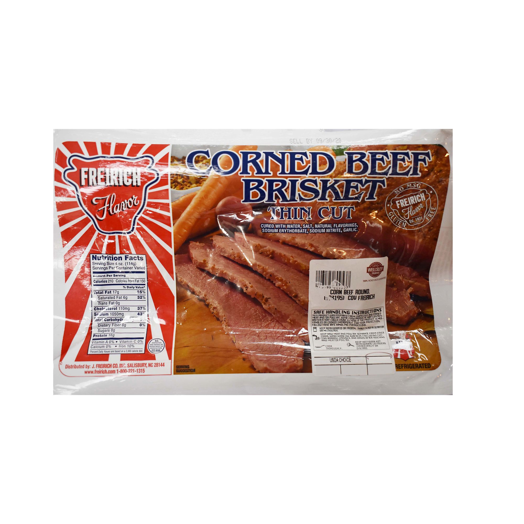 Freirich Thin Cut Corn Beef Brisket, 1.5-4 lbs.