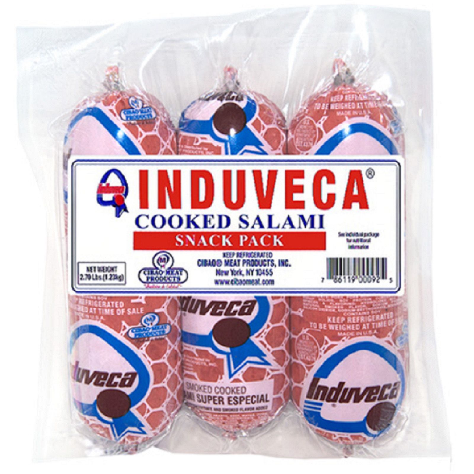 Induveca Cooked Salami Snack Pack, 3 ct.