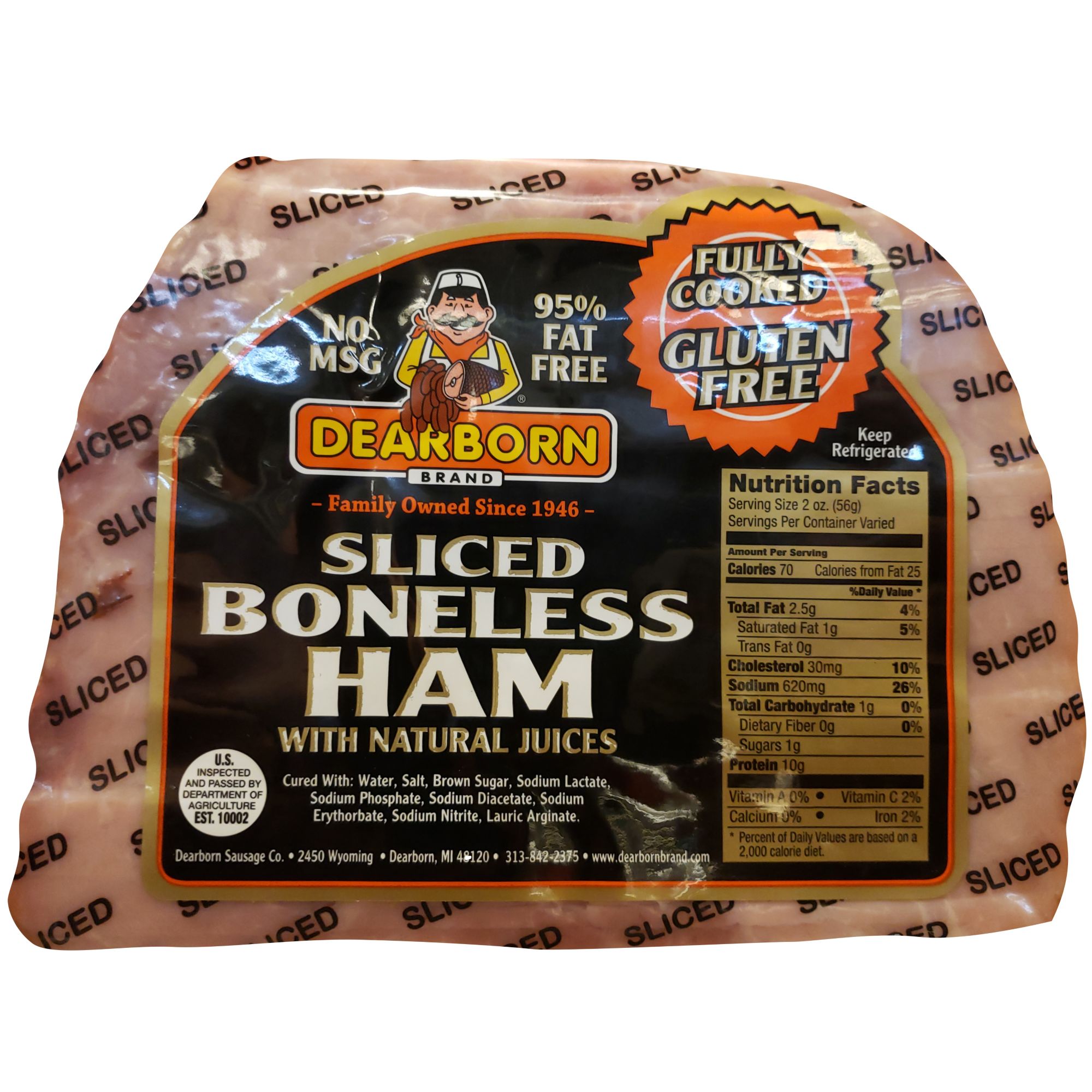 Dearborn Brand Sliced Boneless Ham, 2 - 3 lbs.