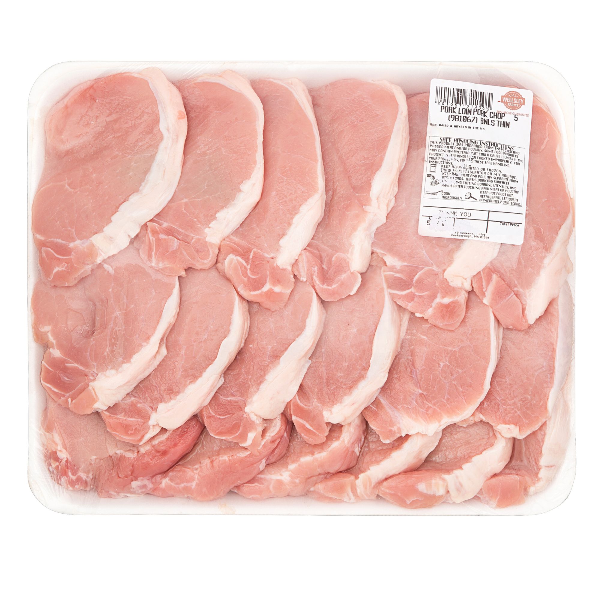 Wellsley Farms Fresh Boneless Thin Sliced Pork Loin Chops, 3.75 - 4.5 lbs