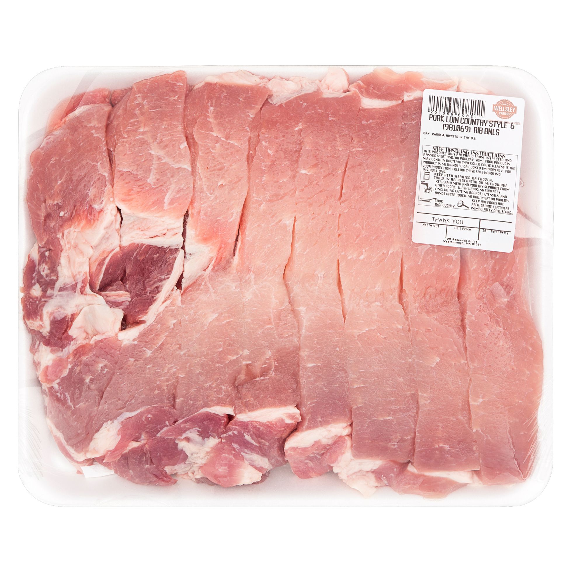 Wellsley Farms Pork Loin Country Style Boneless Ribs, 3.75 - 4.5 lbs