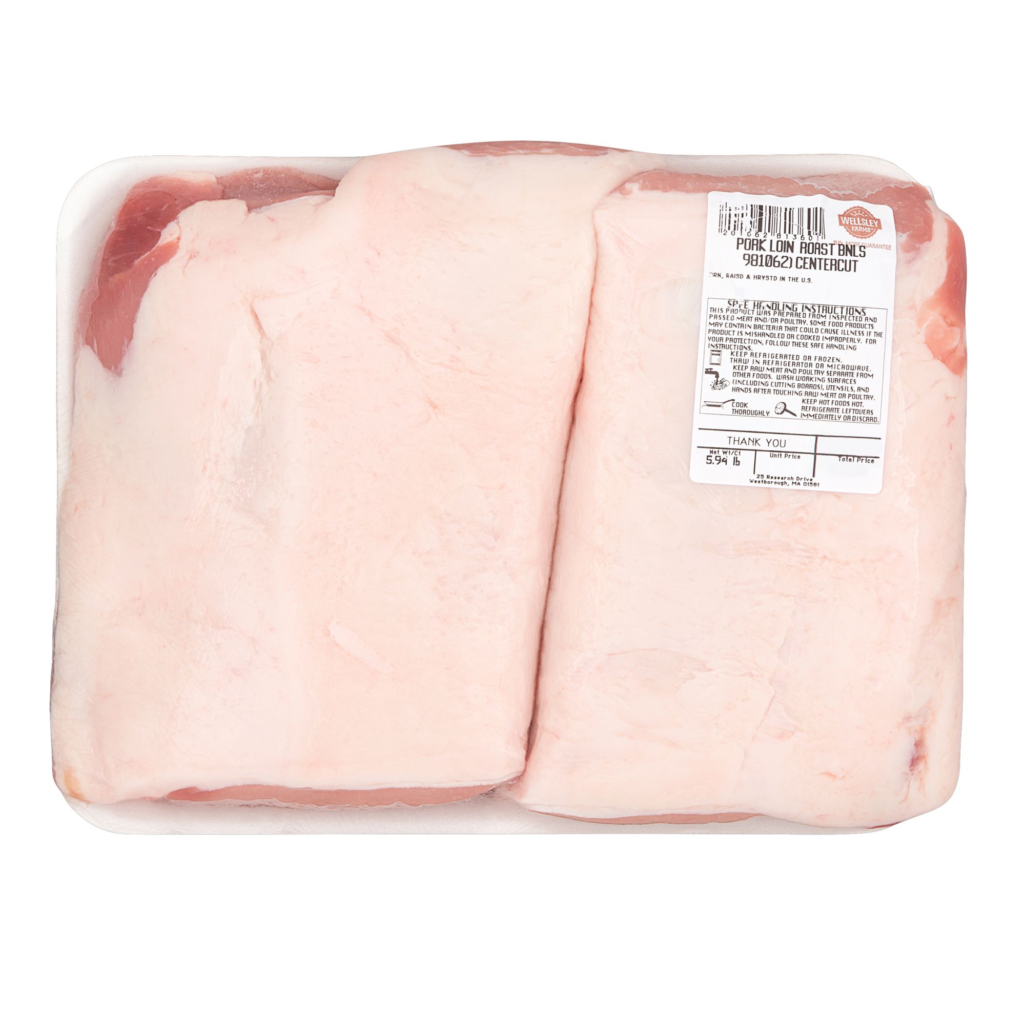 Wellsley Farms Boneless Fresh Pork Loin Center Cut Roast, 3.75 - 4.5 lbs.