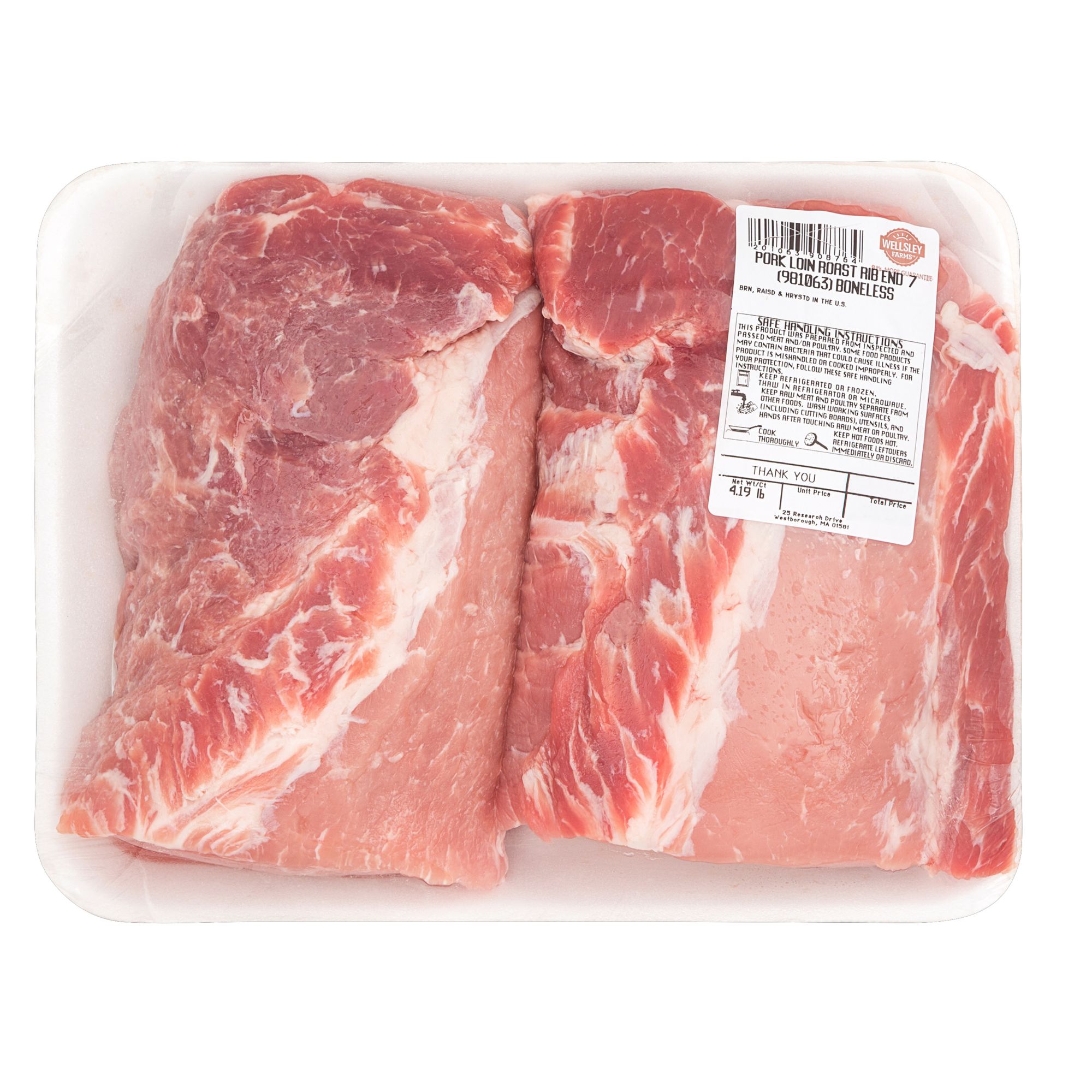 Wellsley Farms Fresh Boneless Pork Loin Rib End Roast, 3.75 - 4.5 lbs.