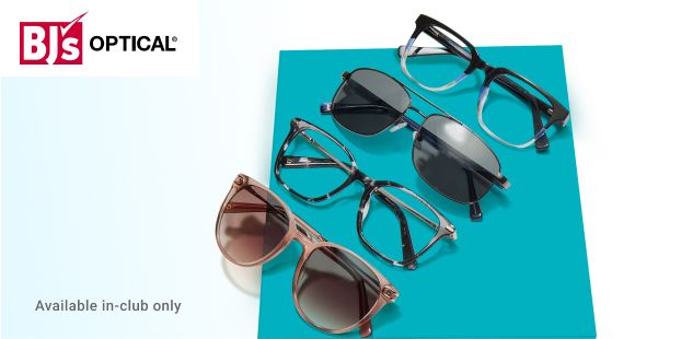 BJ's Optical Buy a complete pair of glasses with anti-reflective coating, get a second complete pair FREE.