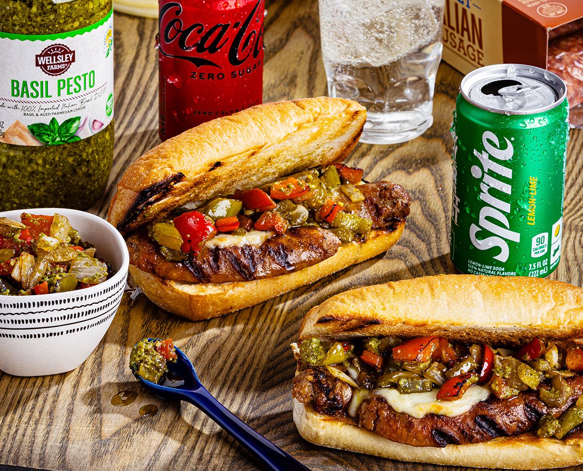 Grilled Balsamic Sausage & Pepper Sandwiches