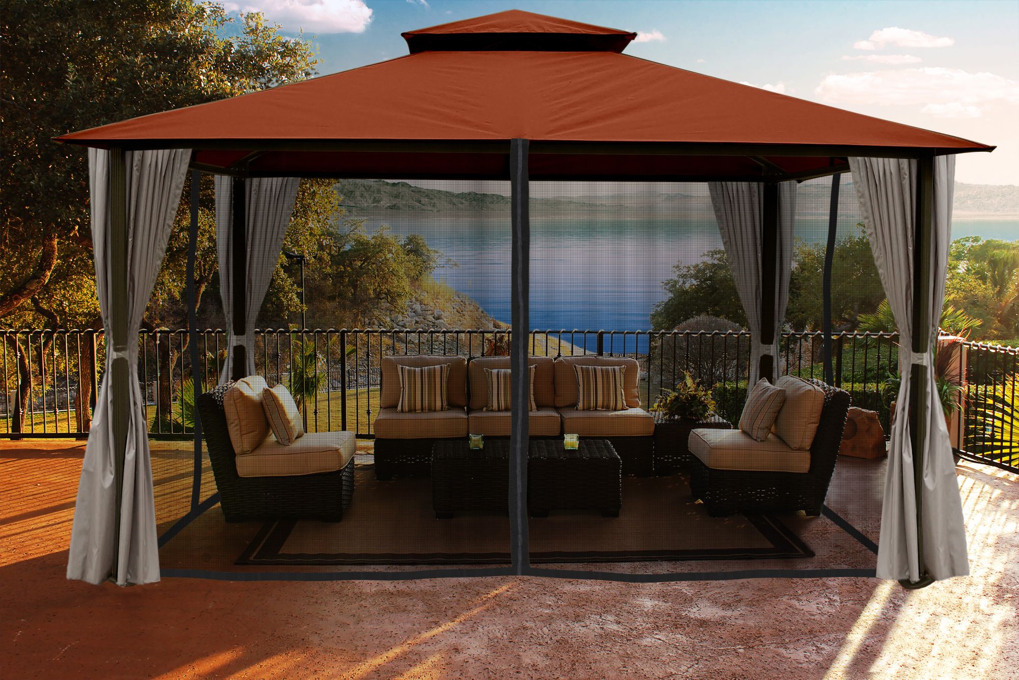 Paragon Outdoor Santa Barbara 11 X 14 Gazebo With Sunbrella