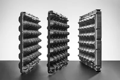 The three parts of HP's Molded Fiber Advanced Tooling Solution.