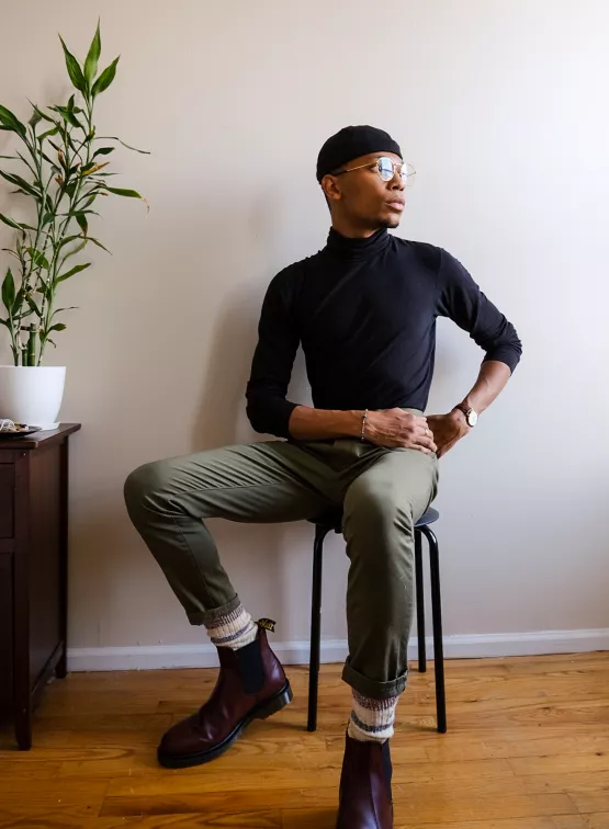 Lifestyle content creator Steven Sharpe, Jr. at his Brooklyn home. He recently launched his own agency, Nobius Creative.