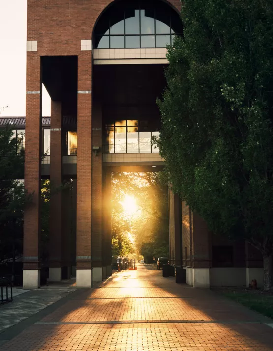 An early-morning view of the Agricultural Life Sciences building at OSU, which houses the Mass Spectrometry Center.