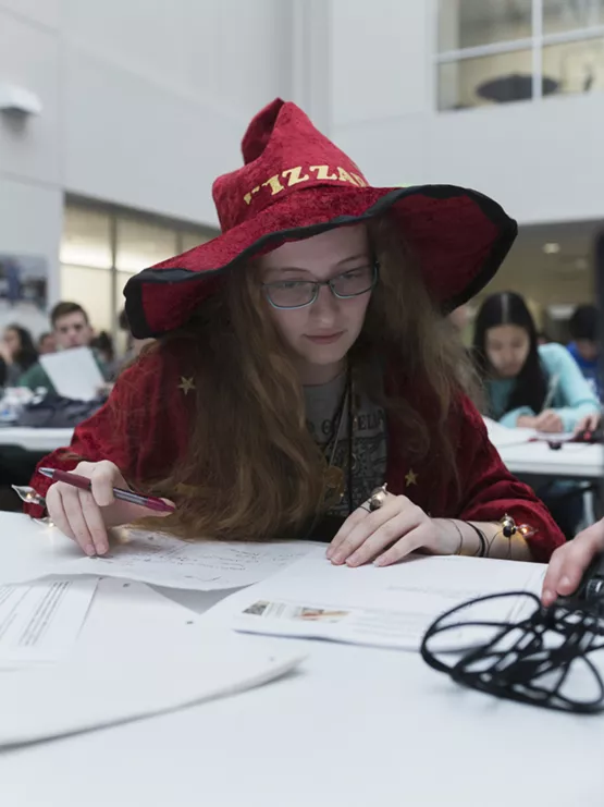 Brianna Baskin, a junior from St. John’s High School in Houston, sewed her own costume for Code Wars with help from her mom.