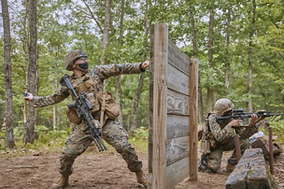 Marines during grenade practice.