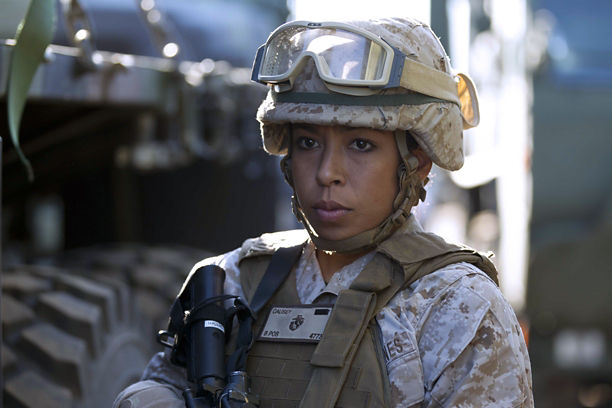 Marine on patrol at Red Beach.