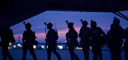 Marines preparing to leave for a mission.