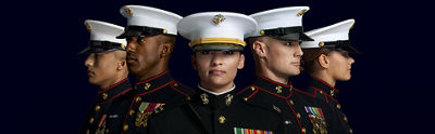 Marines in dress blues.