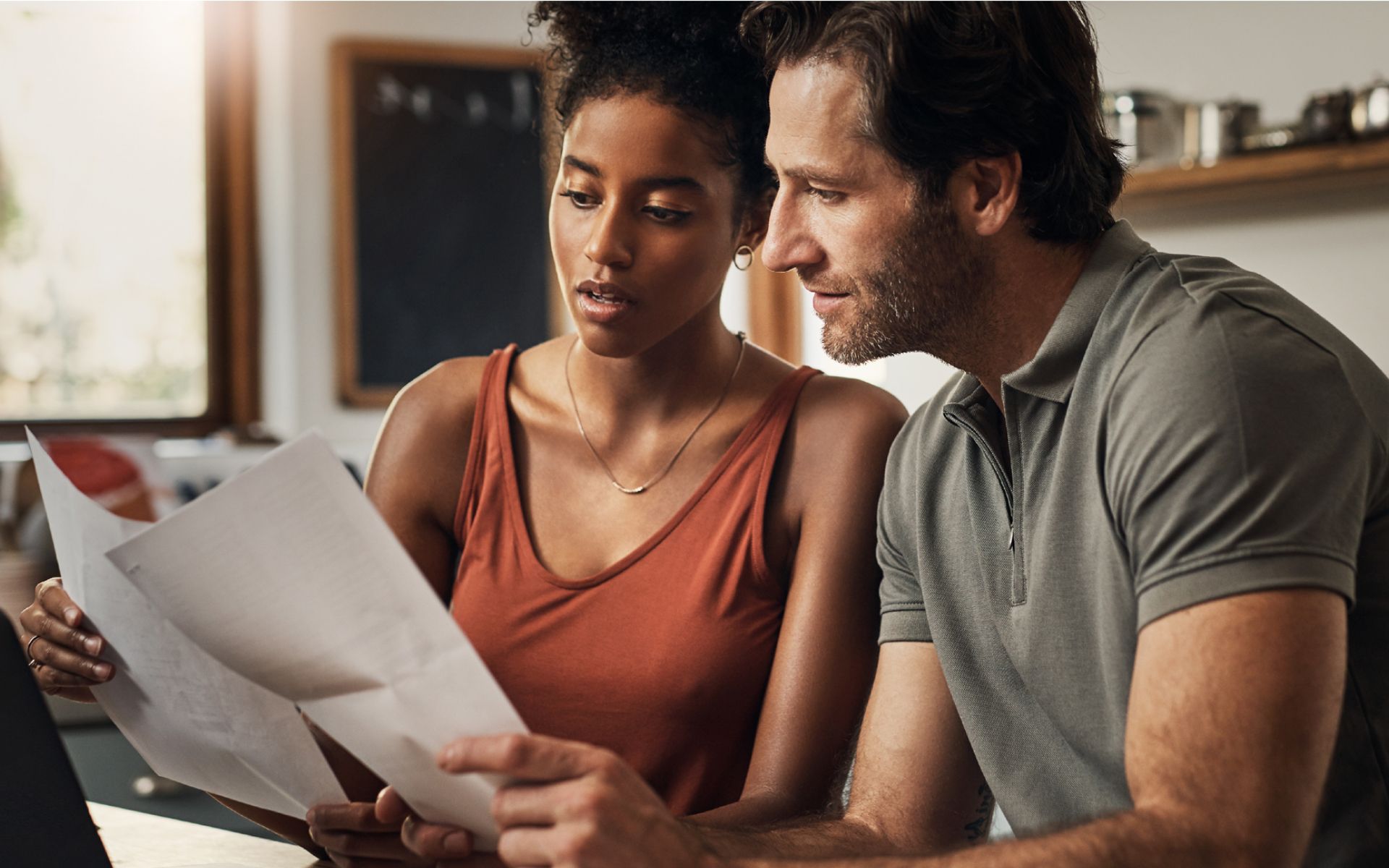 couple reviewing paperwork