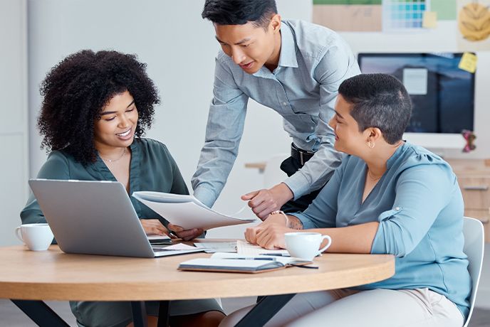 Business team collaborating in an office