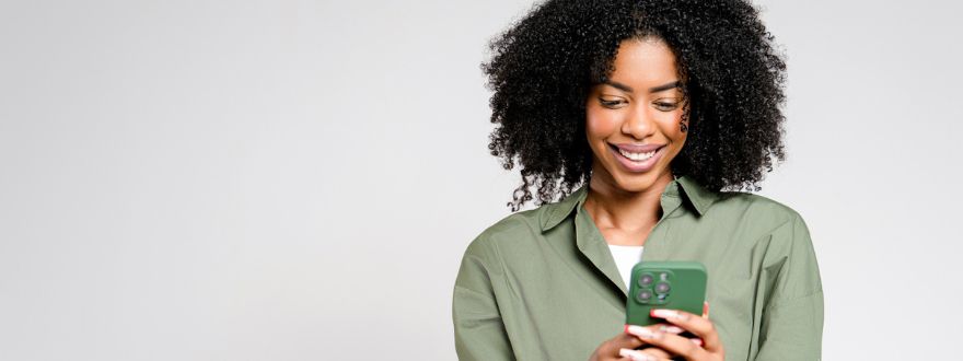 Woman looking at cell phone