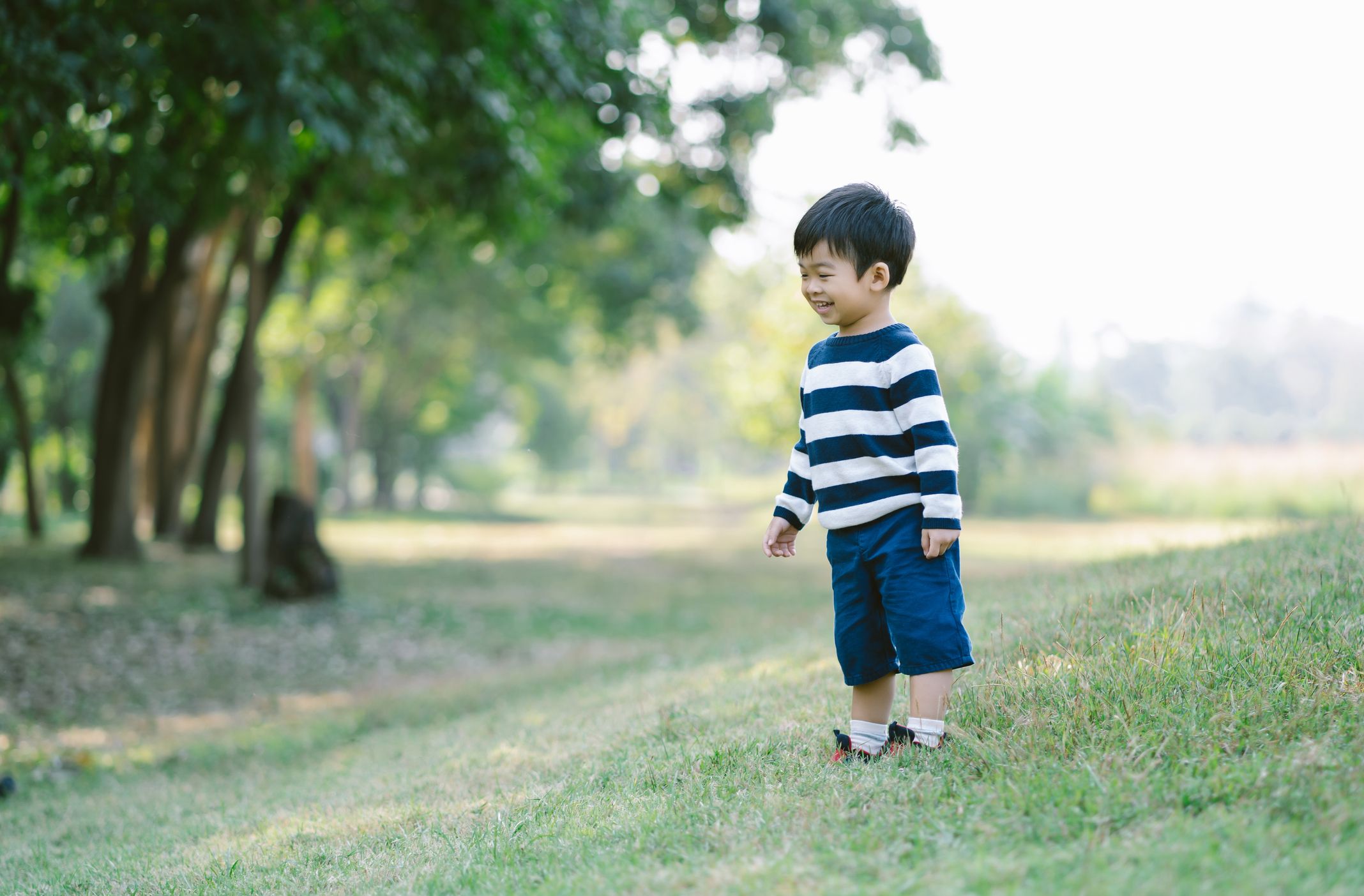 boy age 3 in a field