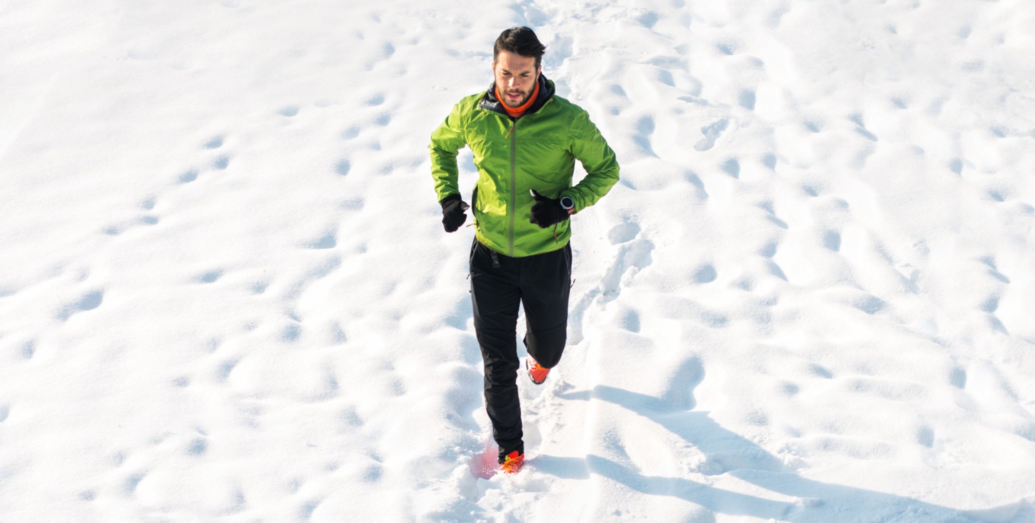 Man running in snow
