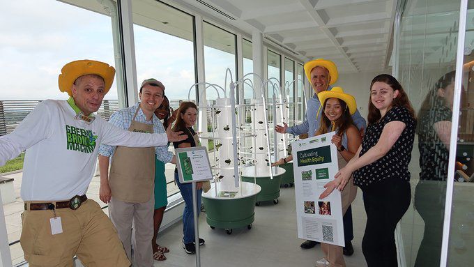 Staff at Quest participate in tower gardens