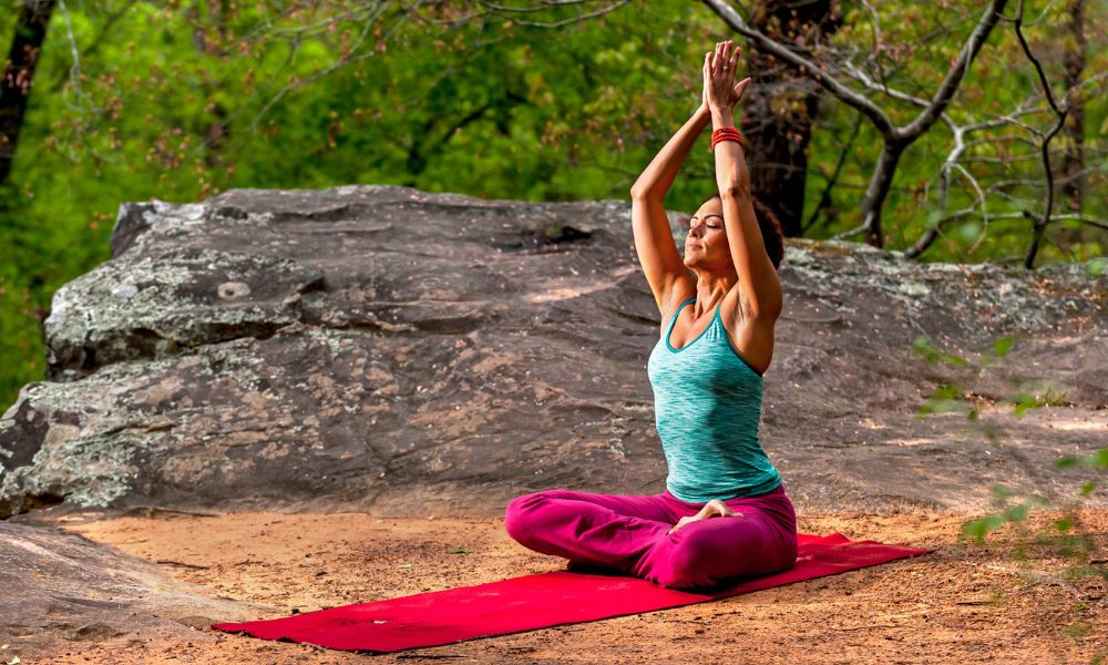 Woman practicing yoga