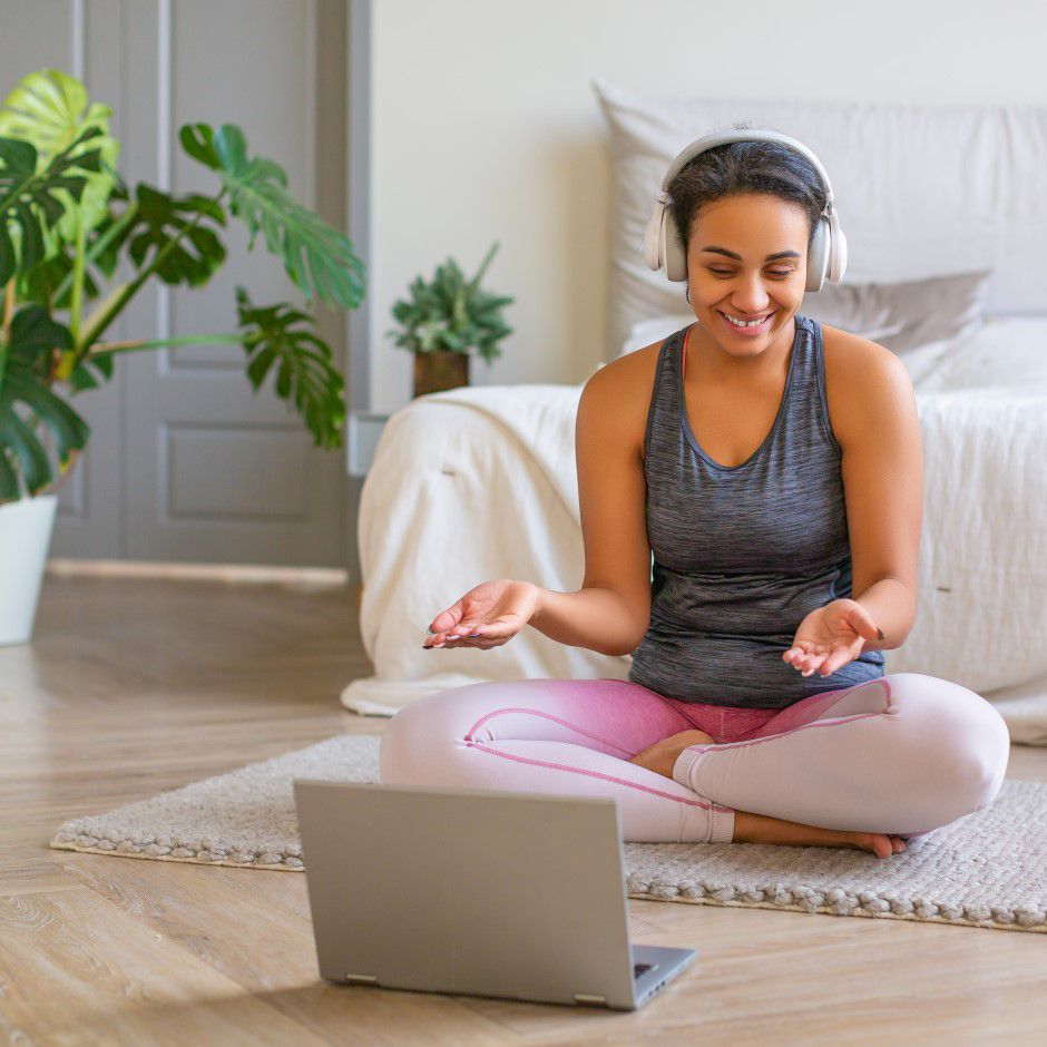 Women working out at home