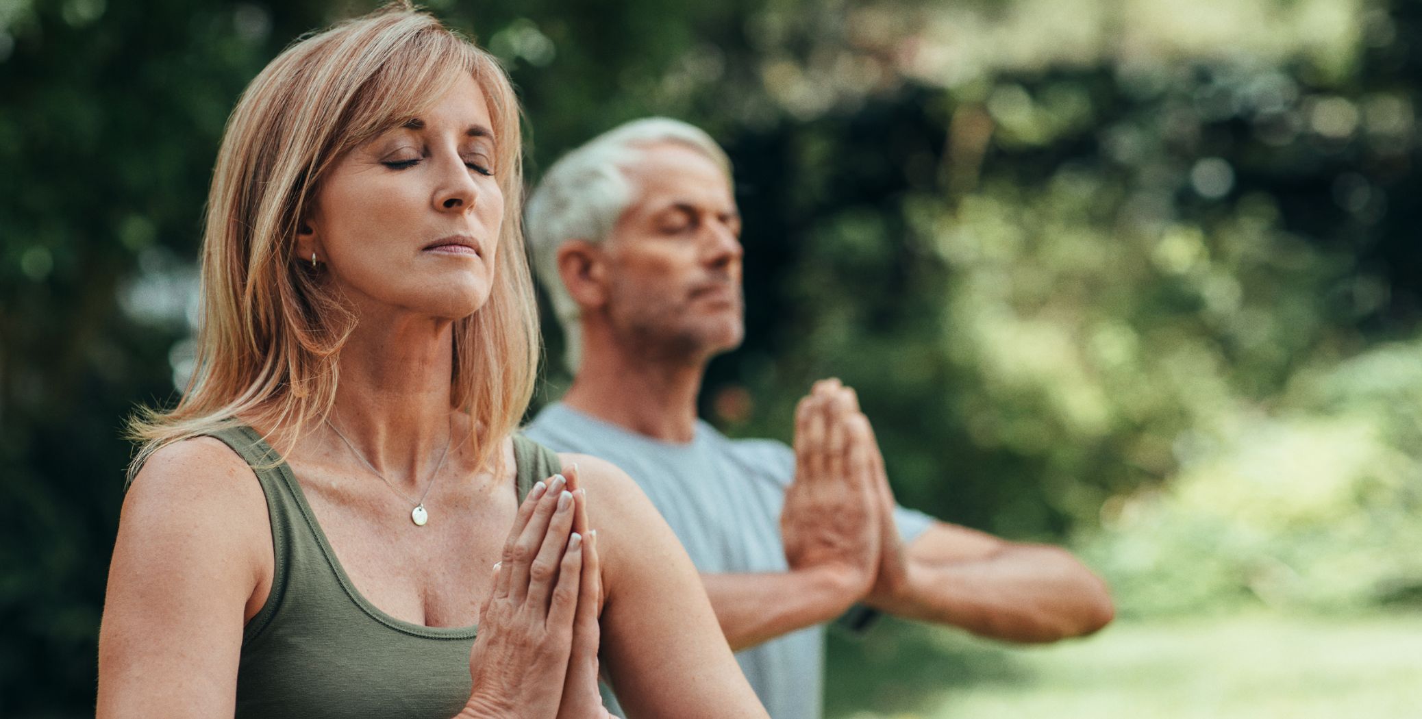 Woman and Man doing yoga