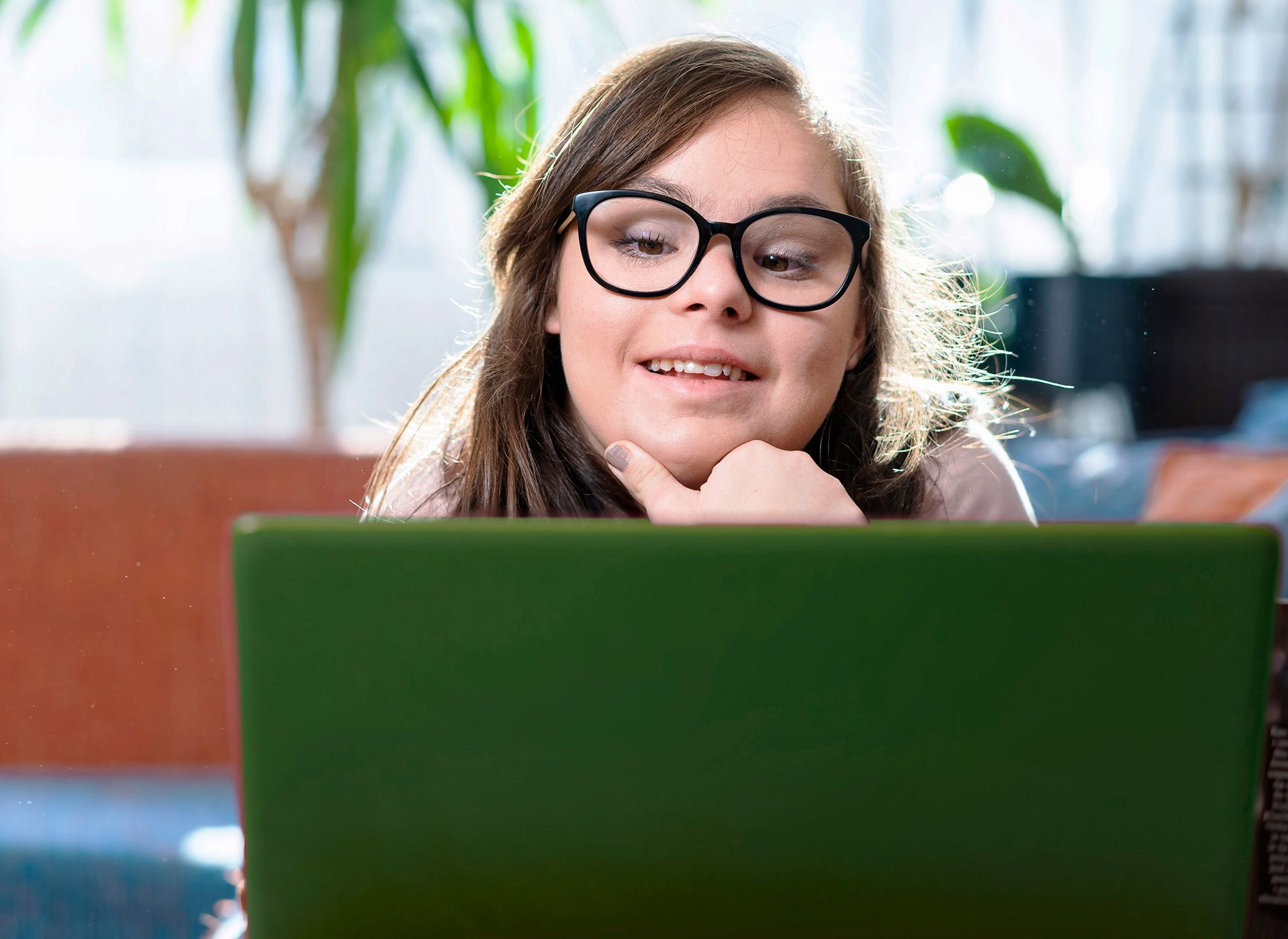 Woman looking at a laptop