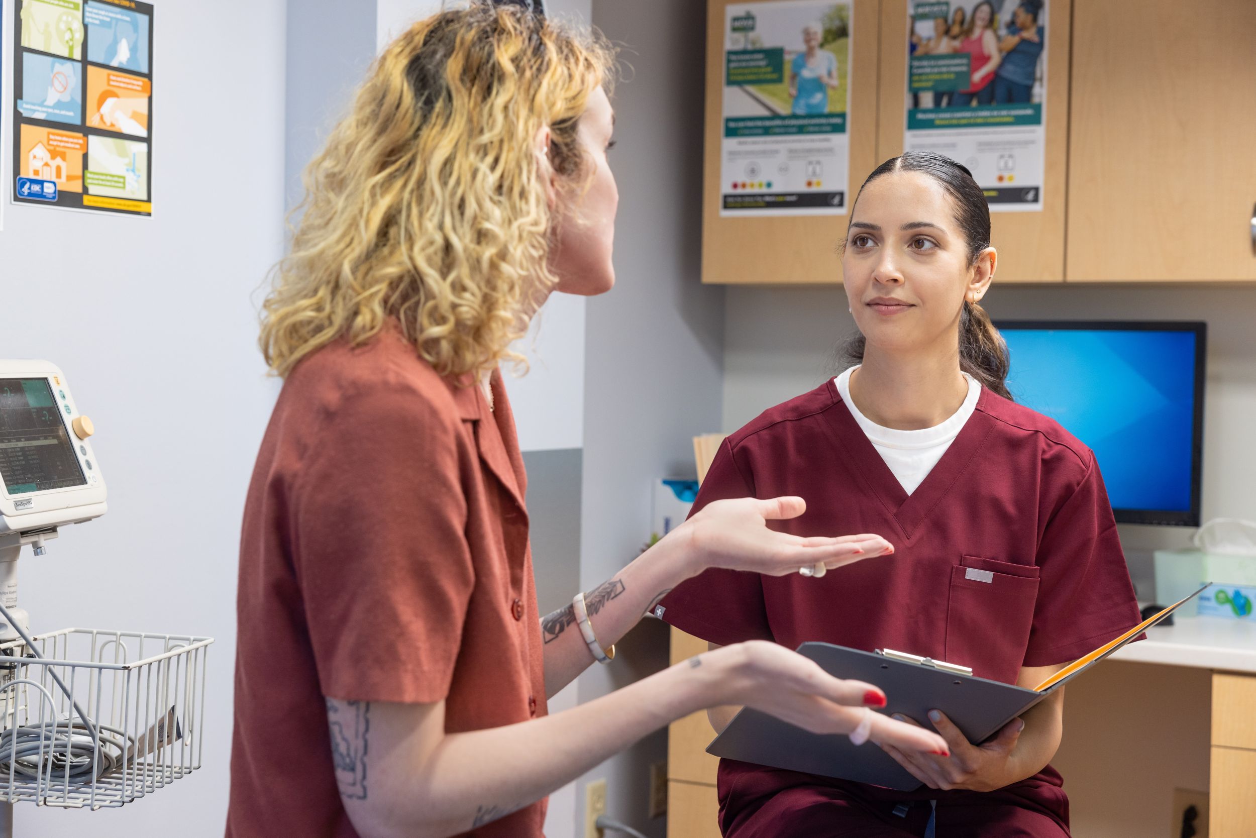 Patient and HCP in a health clinic