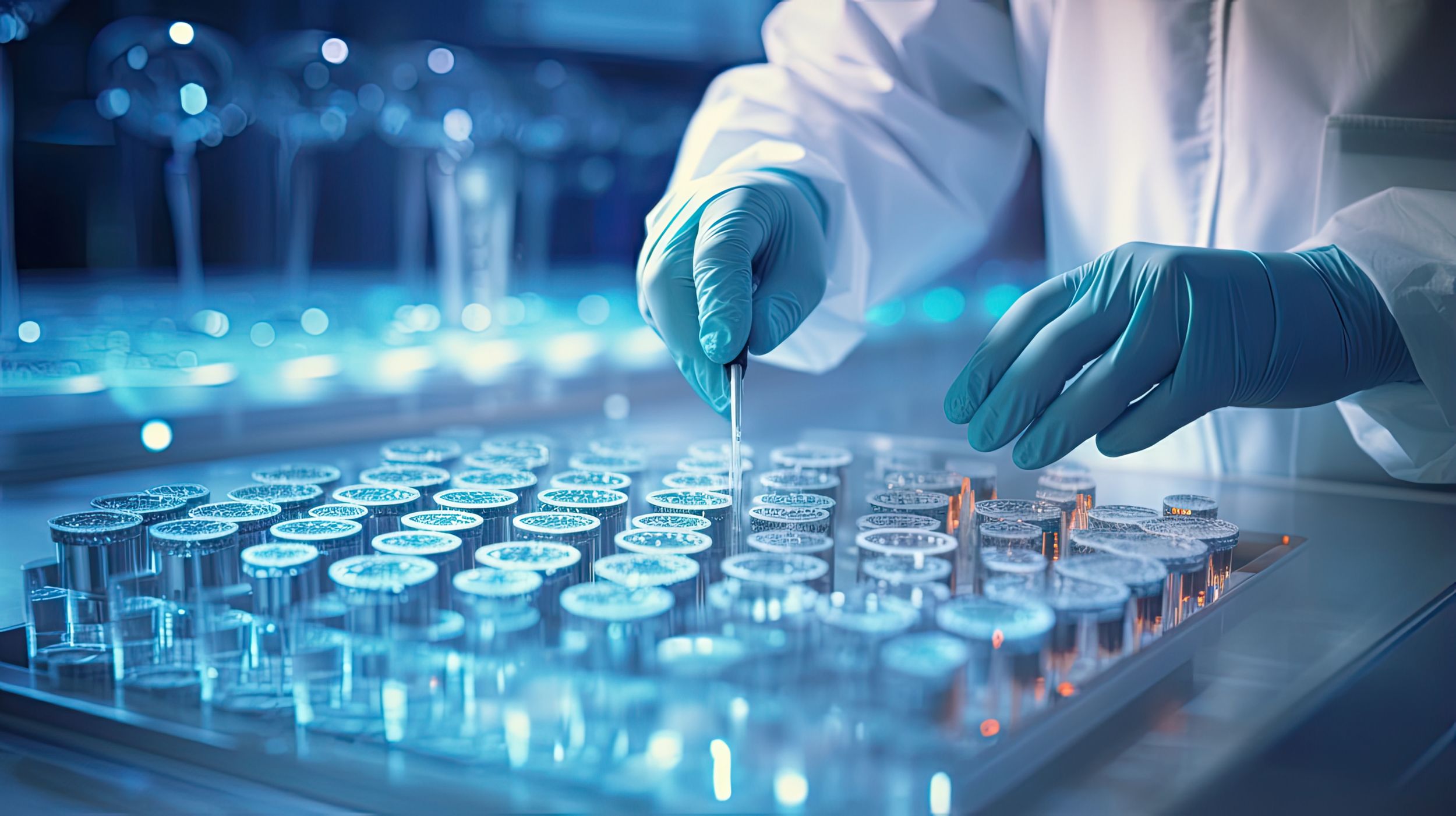 PCR processing of samples in a 96 well plate at a biotechnology lab