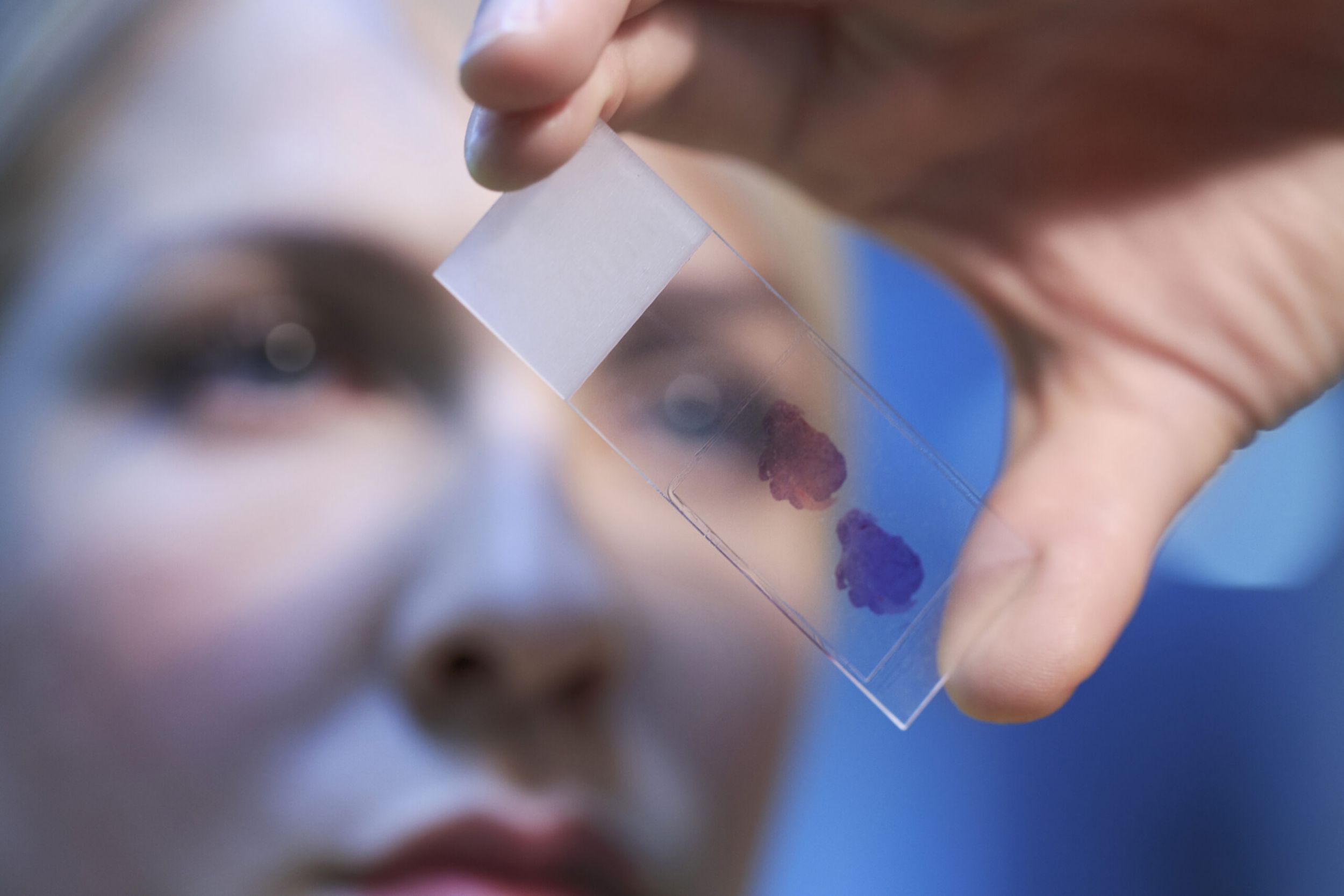 Female doctor doing medical research medical samples, test tubes, at the lab. 