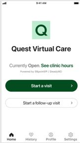 Quest Virtual Care app home screen