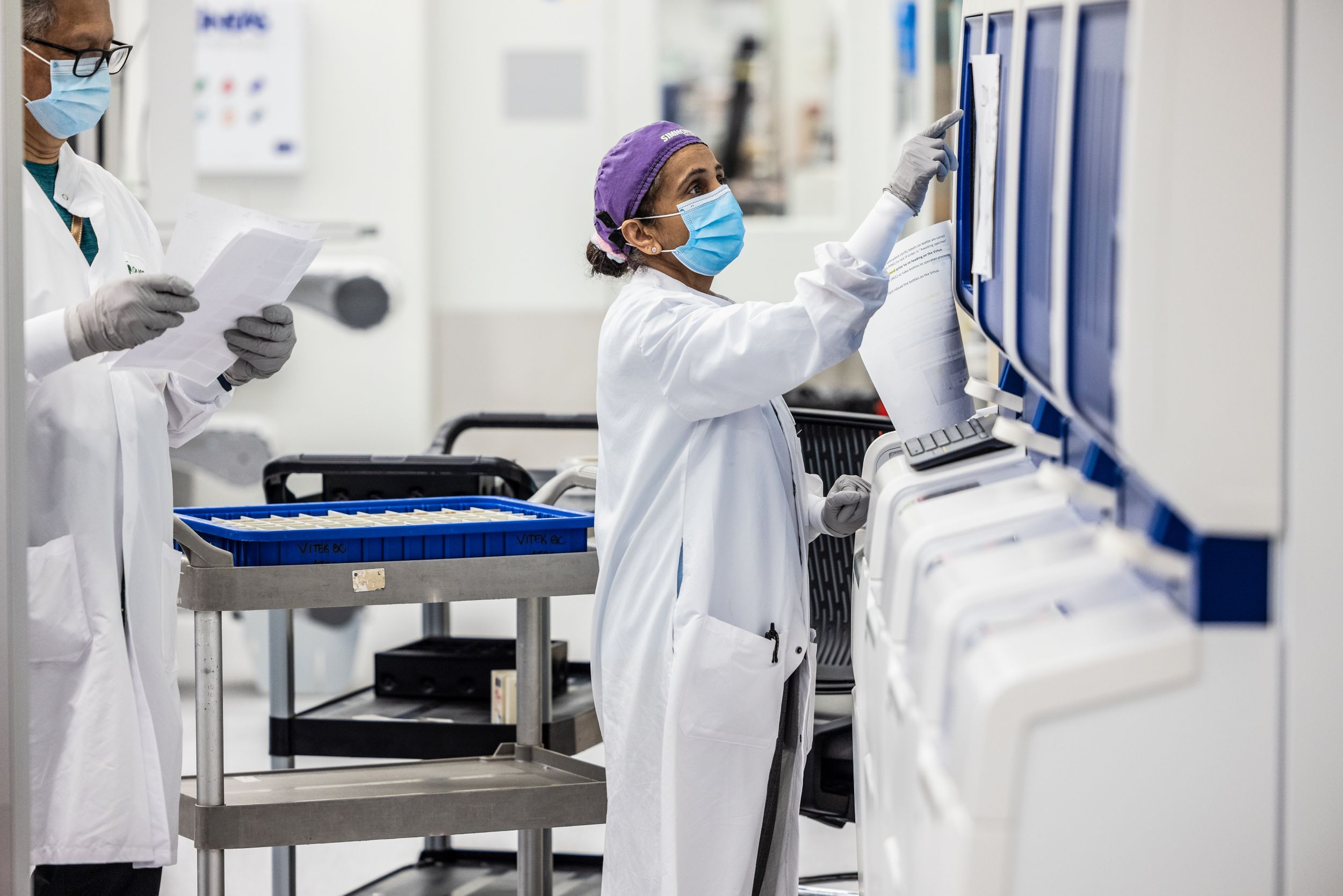 Specimen processing by lab workers