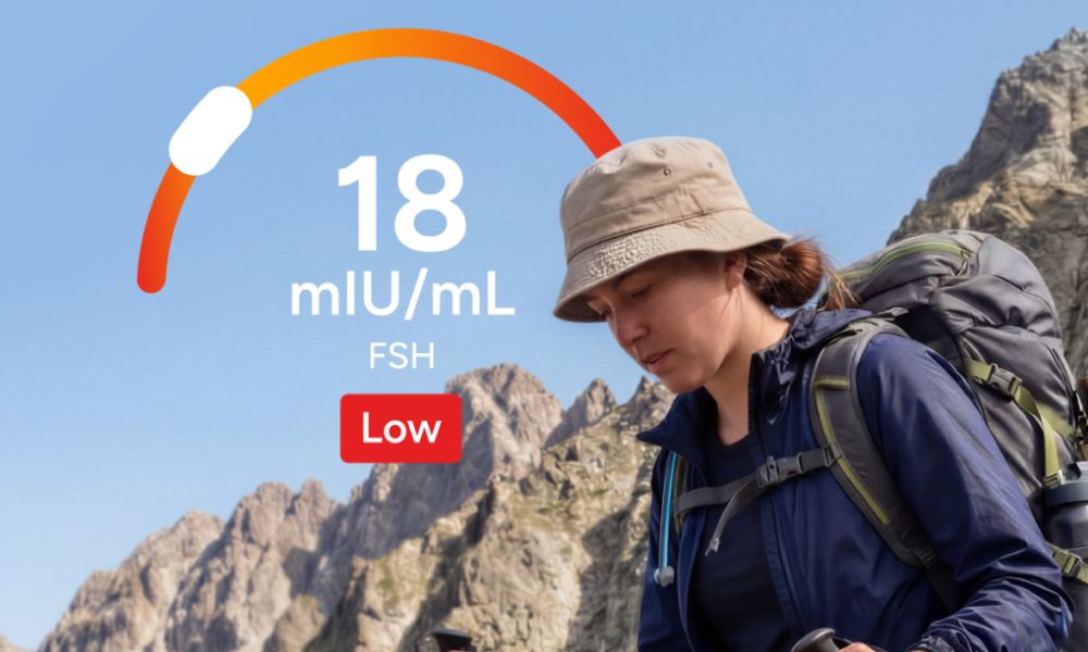 woman with hat on a hike