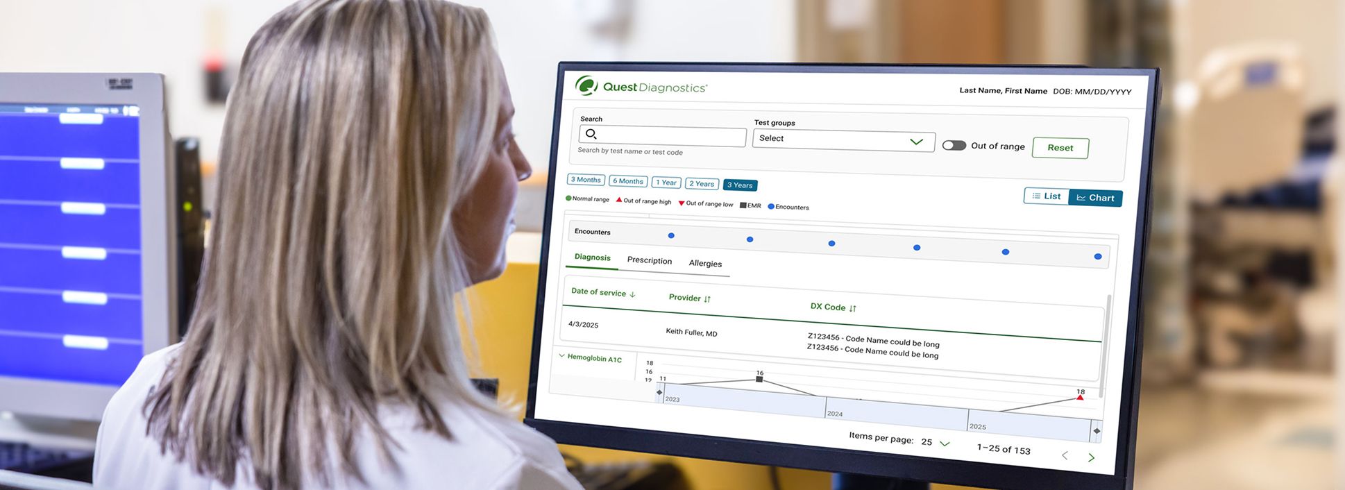 Doctor looking at Clinical Insights Companion dashboard