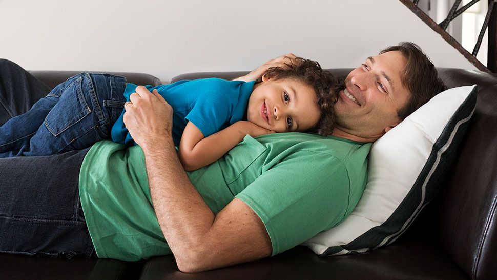 Family Relaxing on Couch