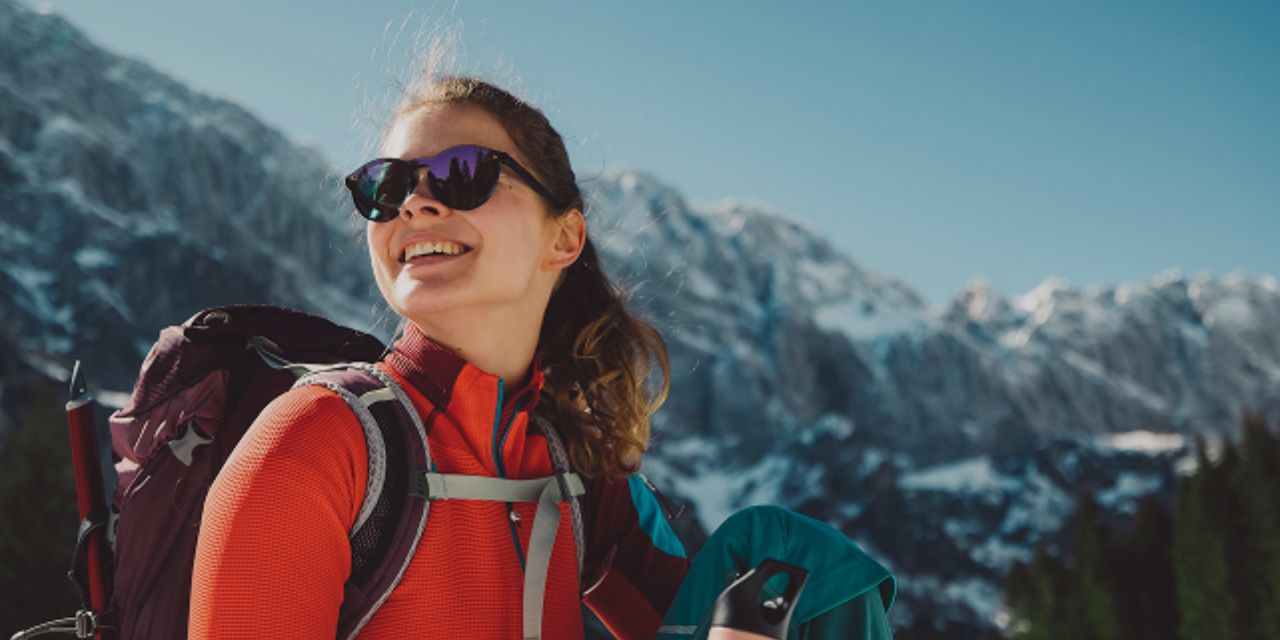 woman hiking on mountain
