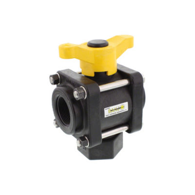 1-1/4" 3-Way Poly Ball Valve