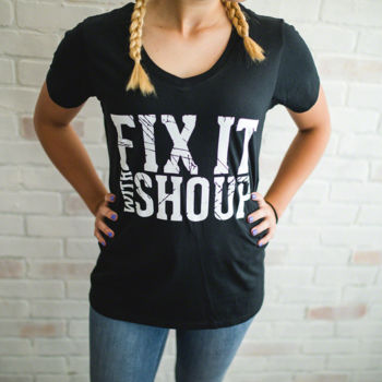 AF45M - Ladies' Medium Fix It With Shoup V-Neck Short Sleeve T-Shirt
