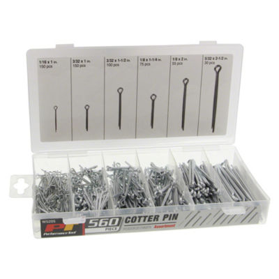 1000-Piece Cotter Pin Assortment, Split Pins, 6 Sizes, Steel, GRIP 43125