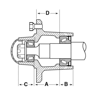 6 BOLT 3560 LB. CAP. HUB WITH CUPS W888