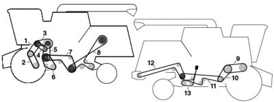 side-view diagram of Massey-Ferguson Combine belts